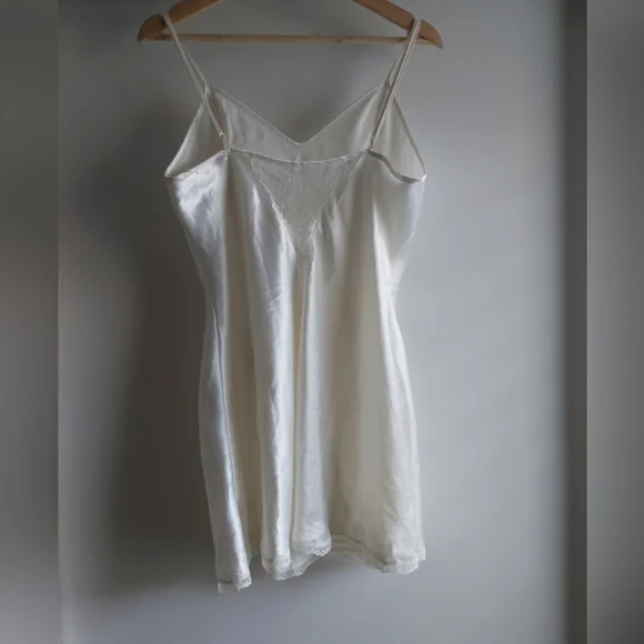 Vintage Victoria's Secret Gold Label Bridal Slip Dress Satin Nightgown L Ivory